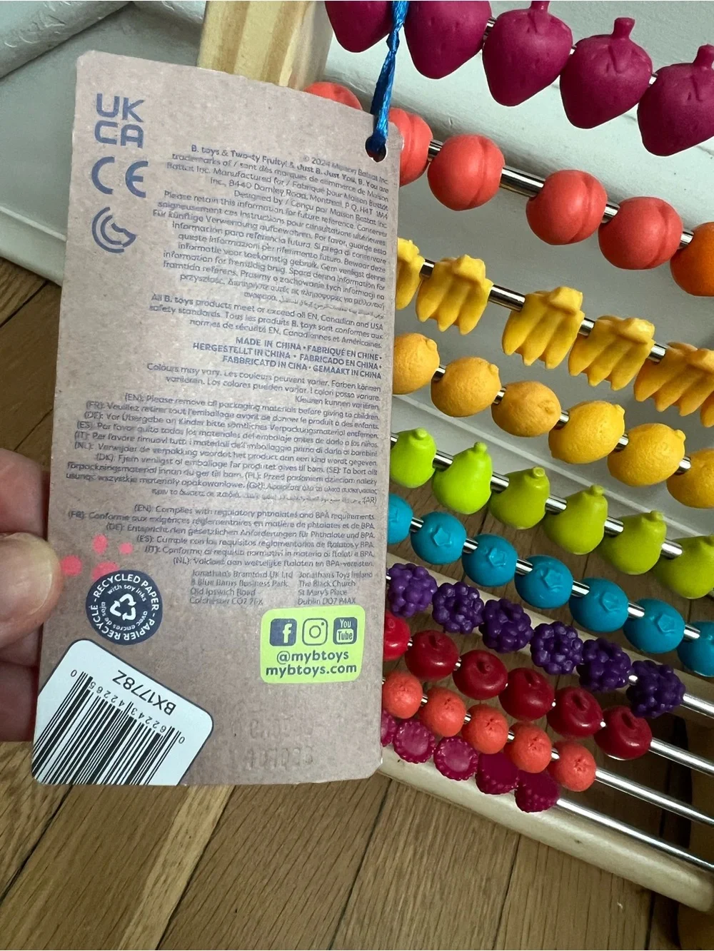 B Toys | Wooden Fruit Abacus Counting Toy - 18+ months - NWT